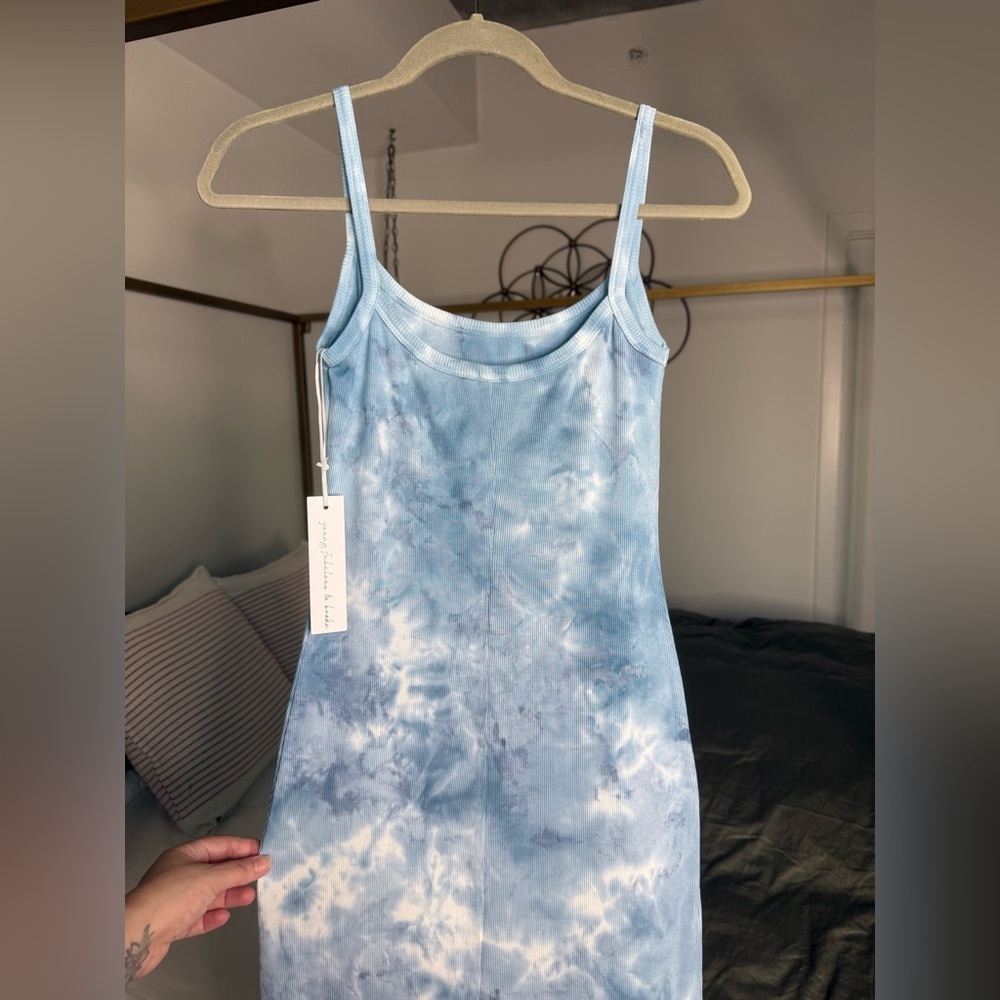 Young Fabulous & Broke Spaghetti Strap Maxi Dress Womens XS Cloud Blue Tie Dye